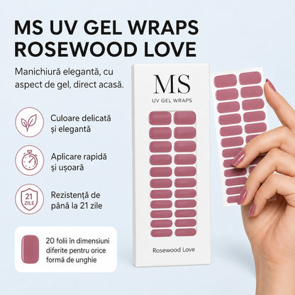 Folii gel UV MS Rosewood Love: culoare delicată, aplicare rapidă, rezistență de până la 21 de zile