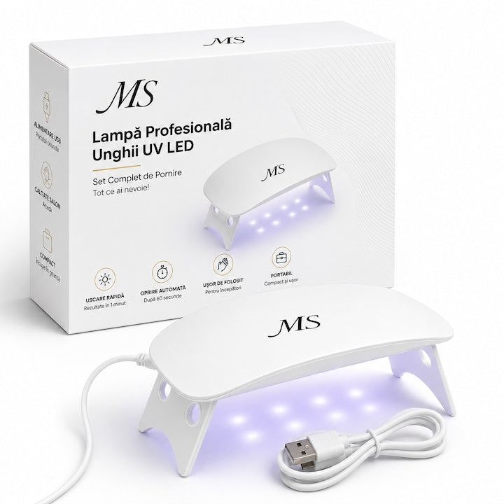 Lampă UV LED MS pliabilă, cu cablu USB, lângă cutie