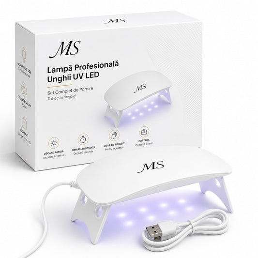 Lampă UV LED MS pliabilă, cu cablu USB, lângă cutie