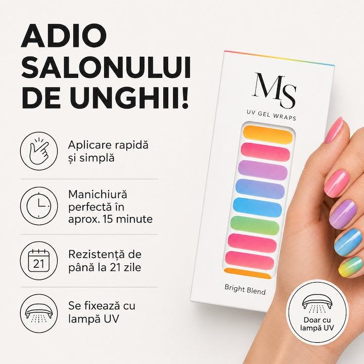 Folii gel UV MS: aplicare rapidă, manichiură în aproximativ 15 minute, fixare la lampa UV